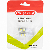 Автолампа диод T10(W5W) 24V 9 SMD диодов 1-конт Белая SKYWAY Салон,габариты,номер,стопы комплект 2шт